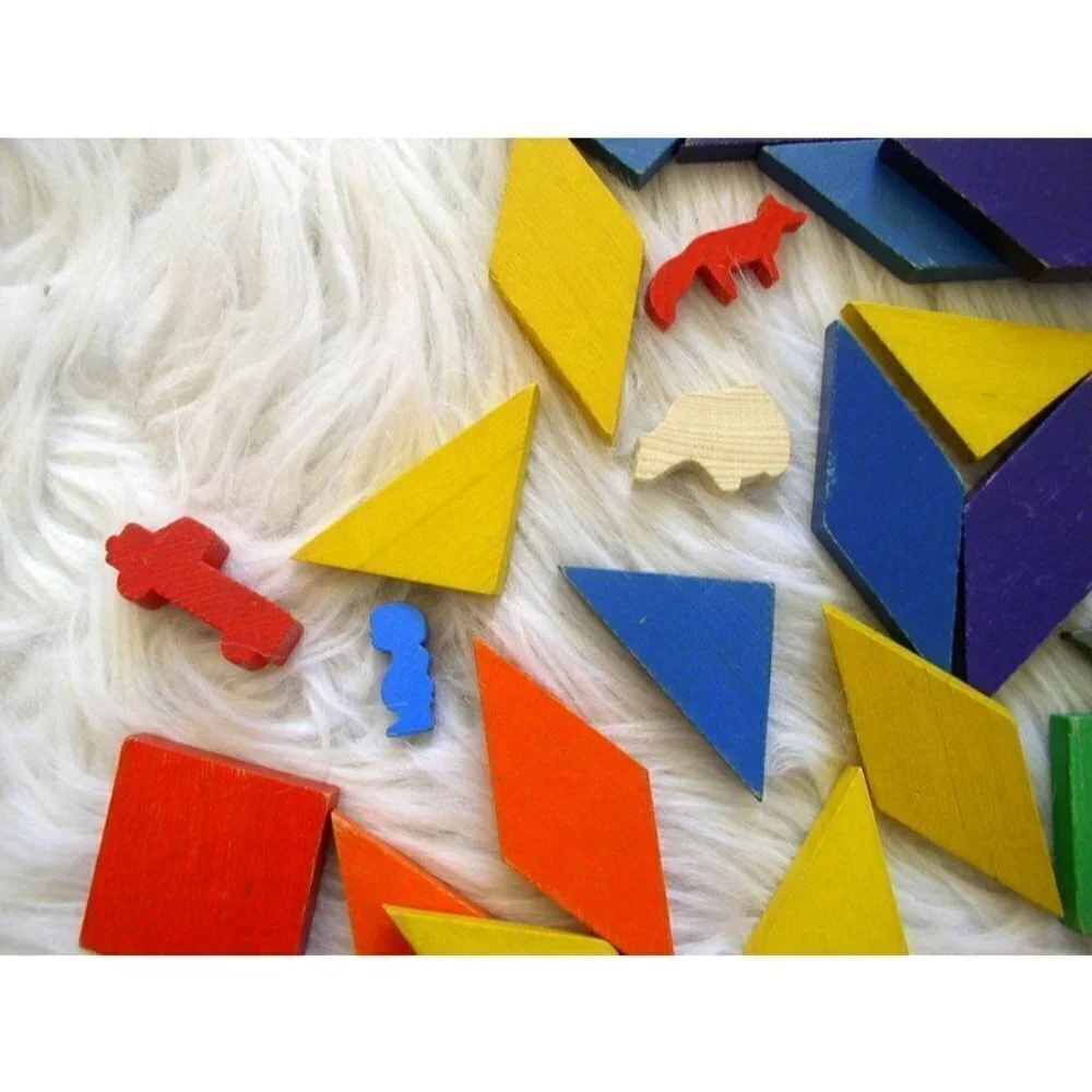 Children's Wooden Pattern Blocks Lot of 59 Pcs